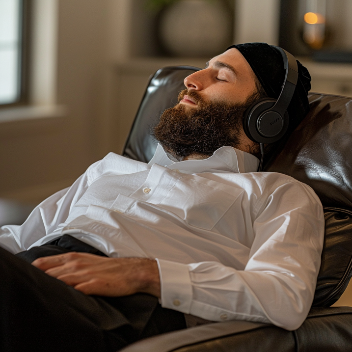 גבר יושב בנוחות על כורסה - ריפיטלי